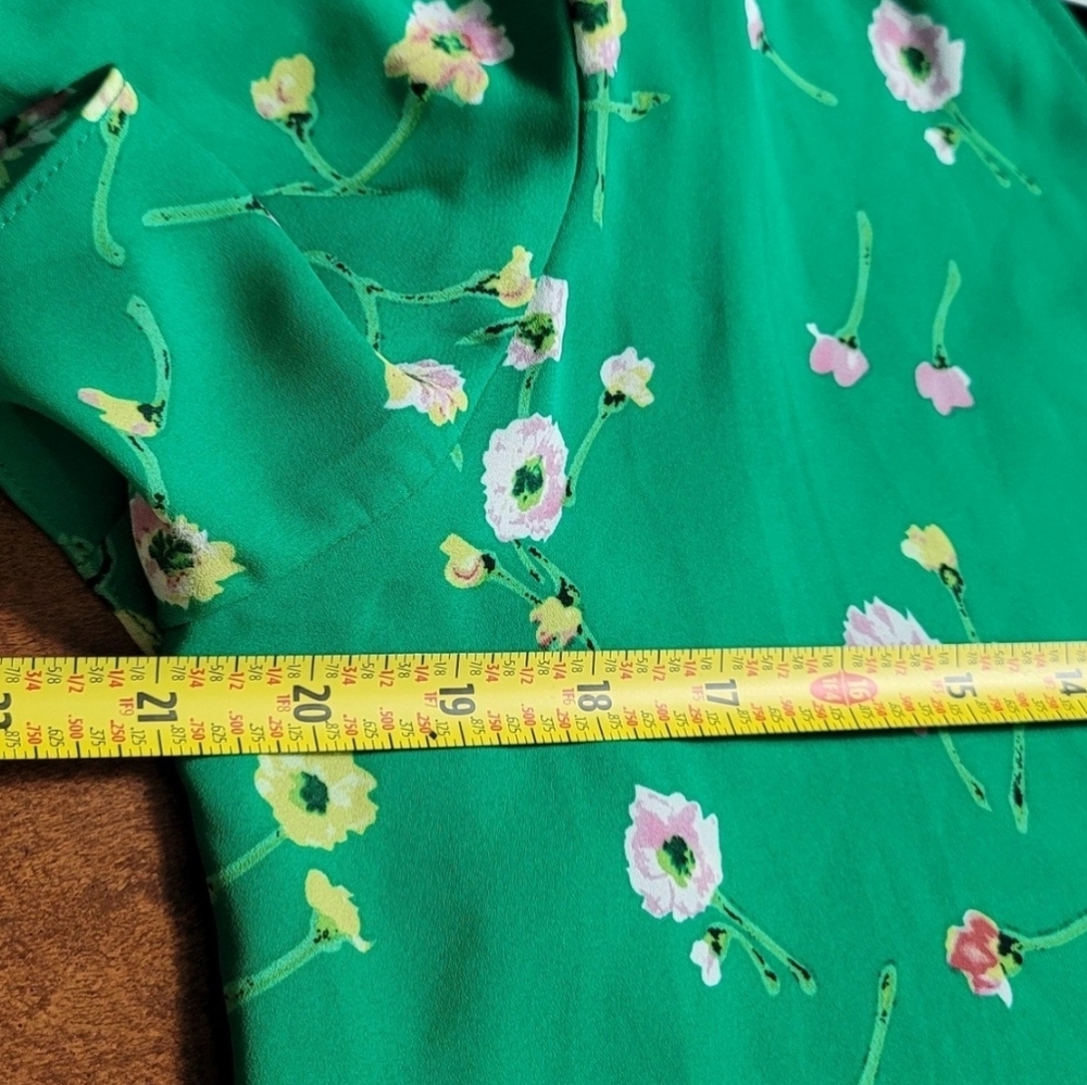 Rachel Zoe Top Womens Floral Off Shoulder Short Sleeve Smocked Blouse Green Sz M - Picture 6 of 8